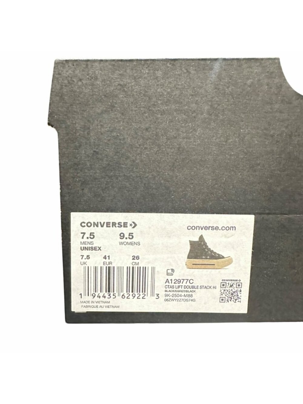 Converse Lift Double Stack Platform 7.5 Mens shoes sneaker Leather Black A12977C - Picture 7 of 10